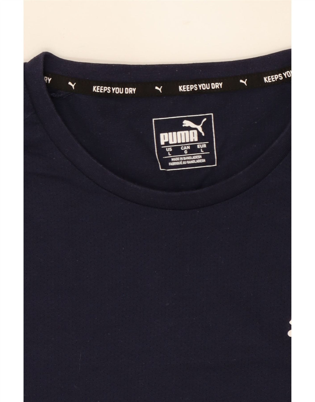 PUMA Mens T-Shirt Large Navy Blue Colourblock Cotton Vintage Puma and Second-Hand Puma from Messina Hembry 