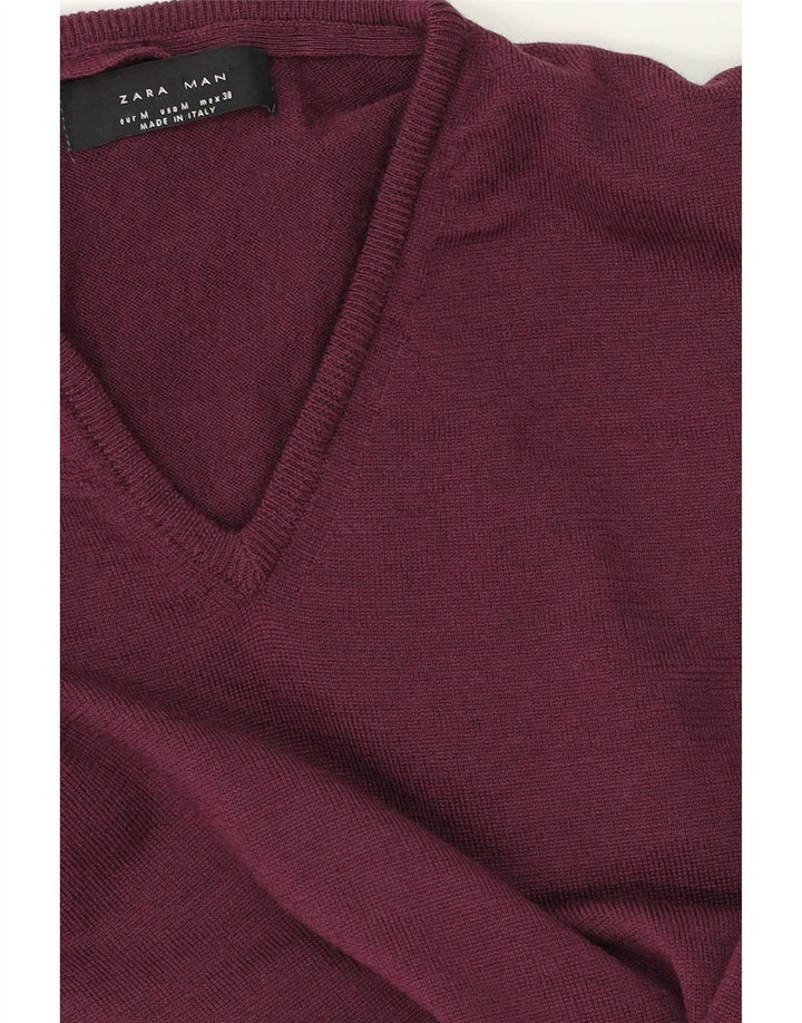 Ανδρικό πουλόβερ Zara με V λαιμόκοψη Μεσαίο Μωβ