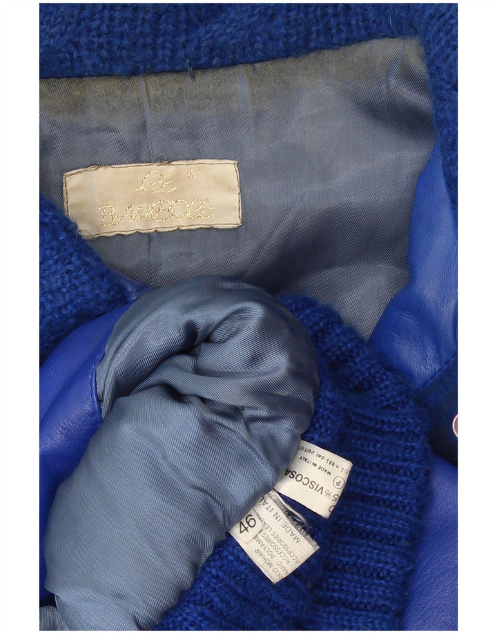 Vintage Γυναικείο Δερμάτινο Μπουφάν IT 46 Large Blue Mohair