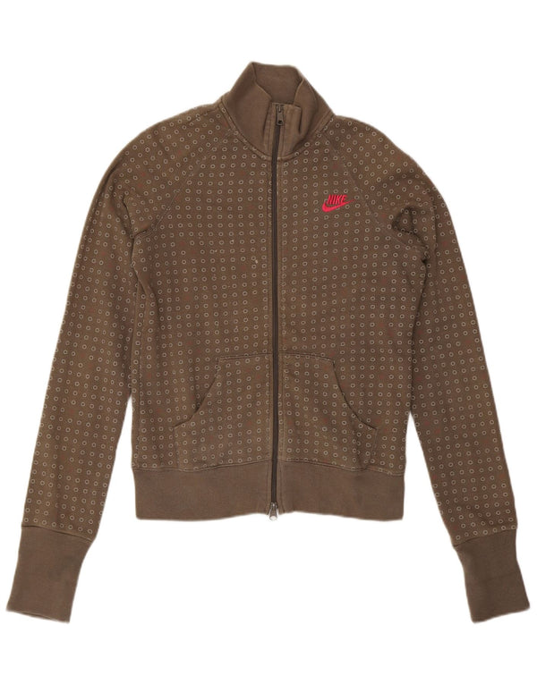 Γυναικεία αθλητική φόρμα NIKE Top μπουφάν UK 14 Μεγάλο χακί βαμβακερό