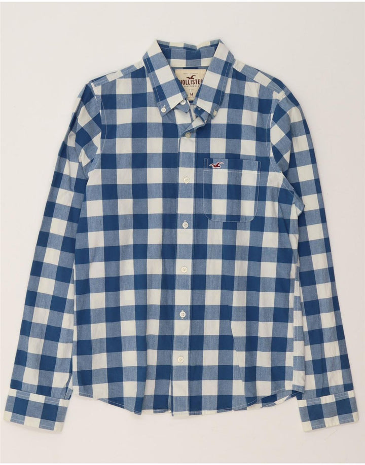 Ανδρικό πουκάμισο Hollister, μεσαίο μπλε βαμβακερό Gingham