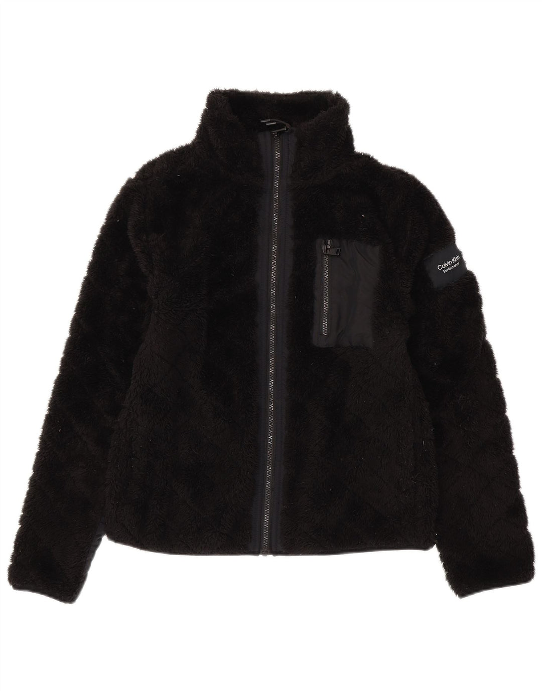 CALVIN KLEIN Γυναικείο Fleece Jacket UK 14 Medium Μαύρο Πολυεστέρας
