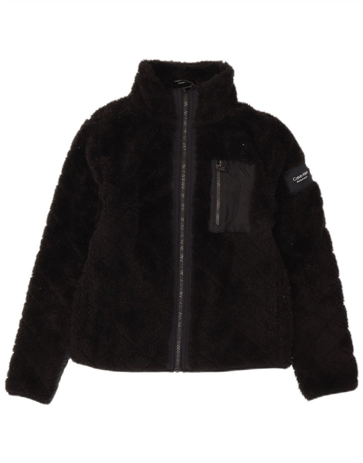 CALVIN KLEIN Γυναικείο Fleece Jacket UK 14 Medium Μαύρο Πολυεστέρας