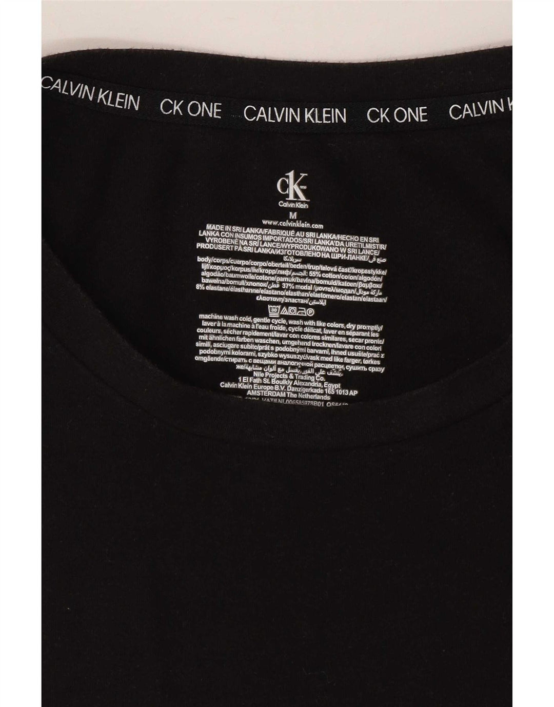Γυναικείο T-Shirt Calvin Klein Top UK 12 μεσαίο μαύρο βαμβακερό