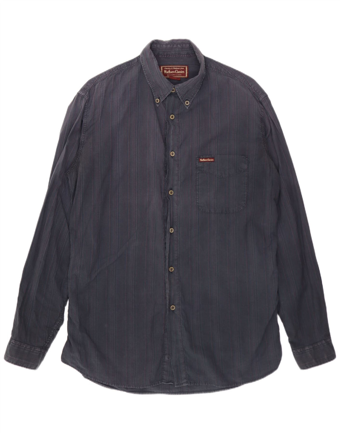 Ανδρικό πουκάμισο Marlboro Classics Μεγάλο μπλε Navy Pinstripe Βαμβακερό