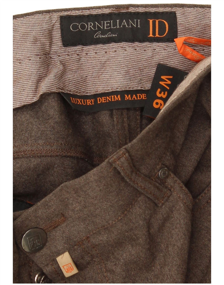 CORNELIANI Ανδρικό ίσιο casual παντελόνι W36 L28 Καφέ Μαλλί