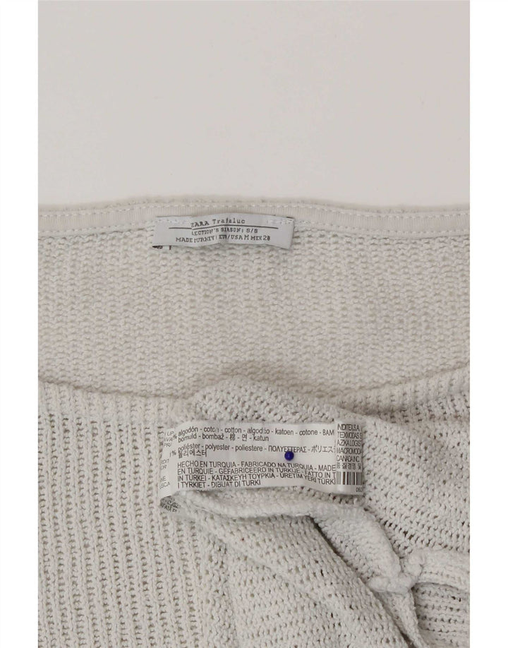 Zara Γυναικείο τοπ 3/4 μανίκι UK 12 μεσαίο λευκό βαμβακερό
