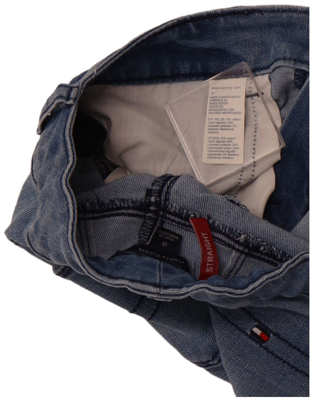 TOMMY HILFIGER Κορίτσια ίσιο τζιν 9-10 ετών W24 L25 Navy Blue Cotton