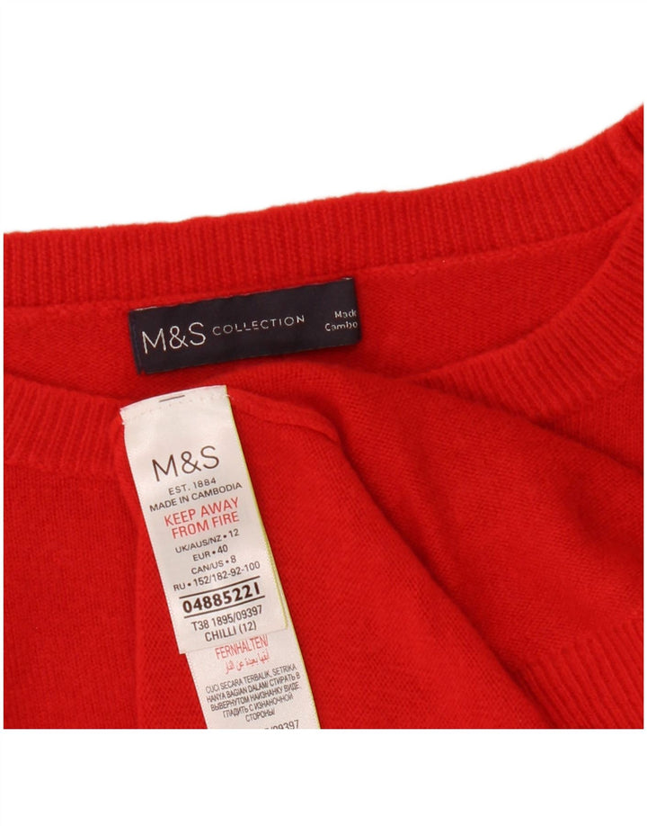 Marks & Spencer Γυναικείο πουλόβερ Crop Crew Neck Jumper UK 12 Medium Red