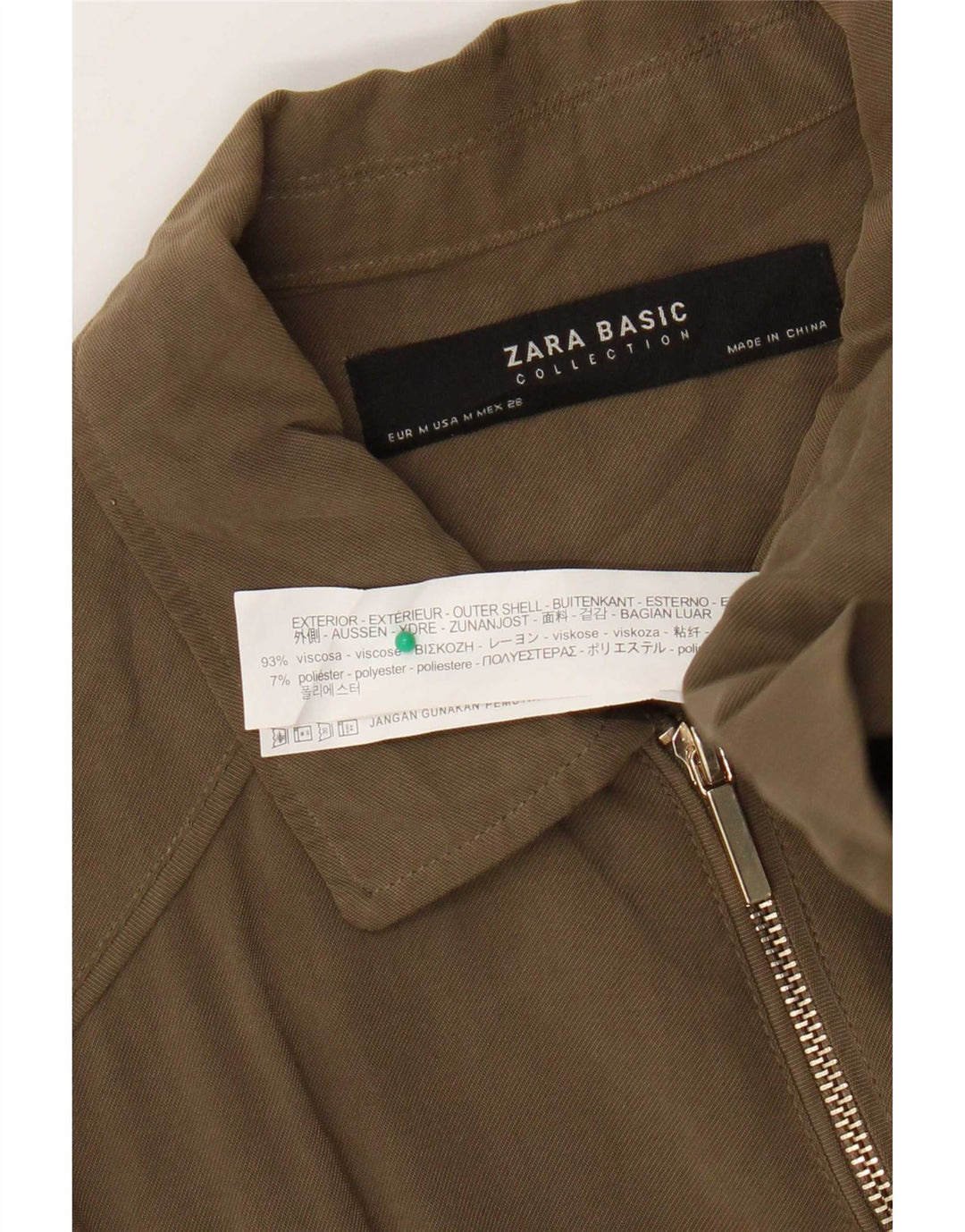 Zara Γυναικείο Bomber Jacket UK 14 Medium Khaki Viscose