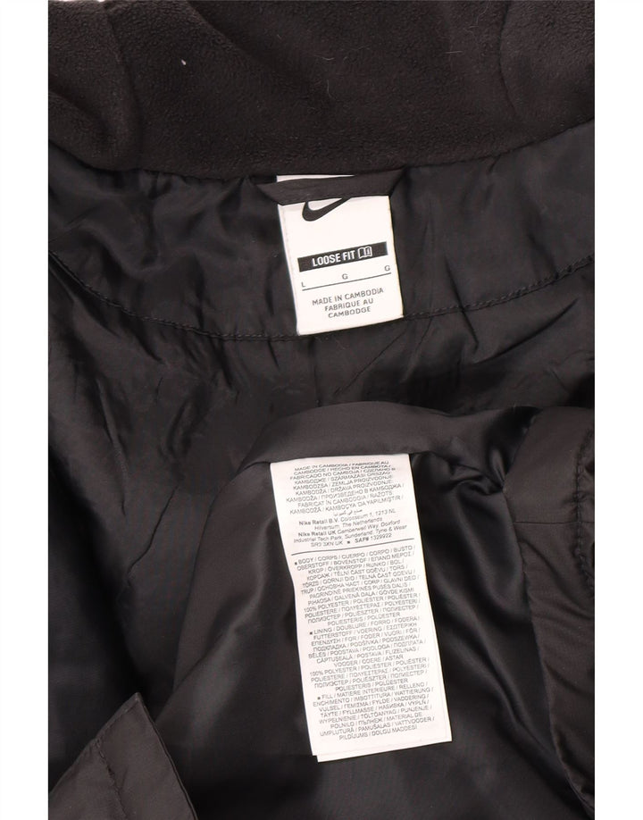 Ανδρικό παλτό Nike με κουκούλα με κουκούλα με επένδυση UK 40 μεγάλο μαύρο πολυεστέρα