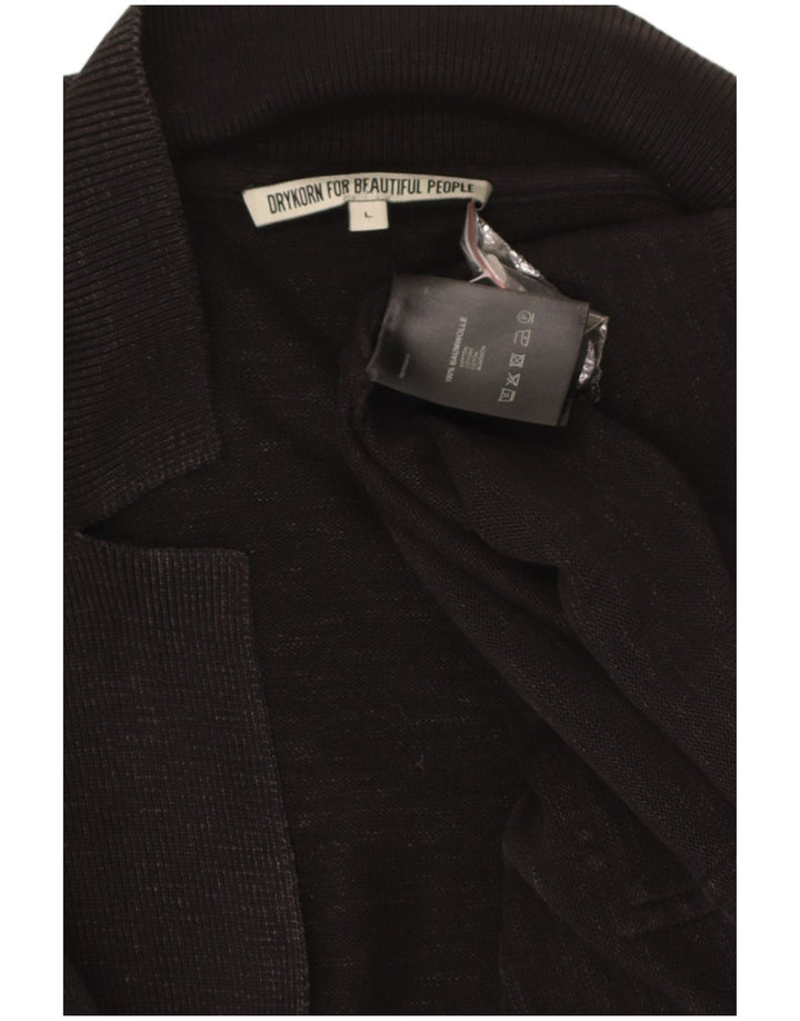 DRYKORN Mens Cardigan Sweater Large Black Cotton
