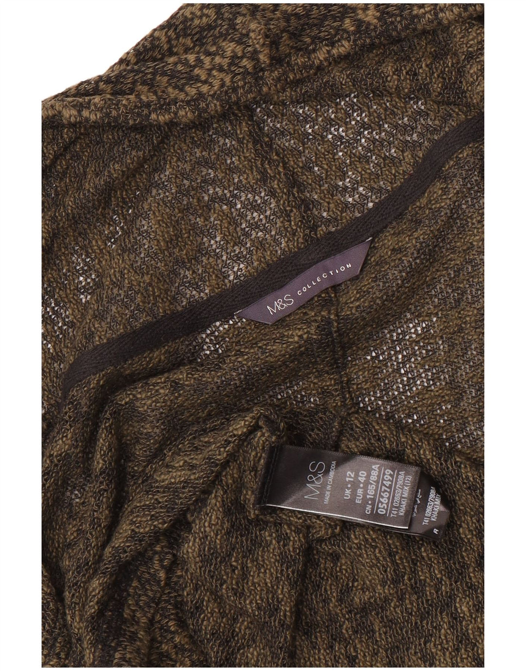 Marks & Spencer Γυναικείο πουλόβερ ζακέτα με 3/4 μανίκια UK 12 Medium Khaki