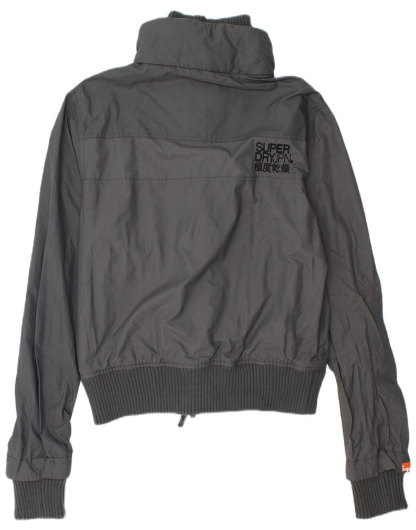 Γυναικείο γραφικό μπουφάν βροχής SUPERDRY UK 14 Medium Grey Polyamide