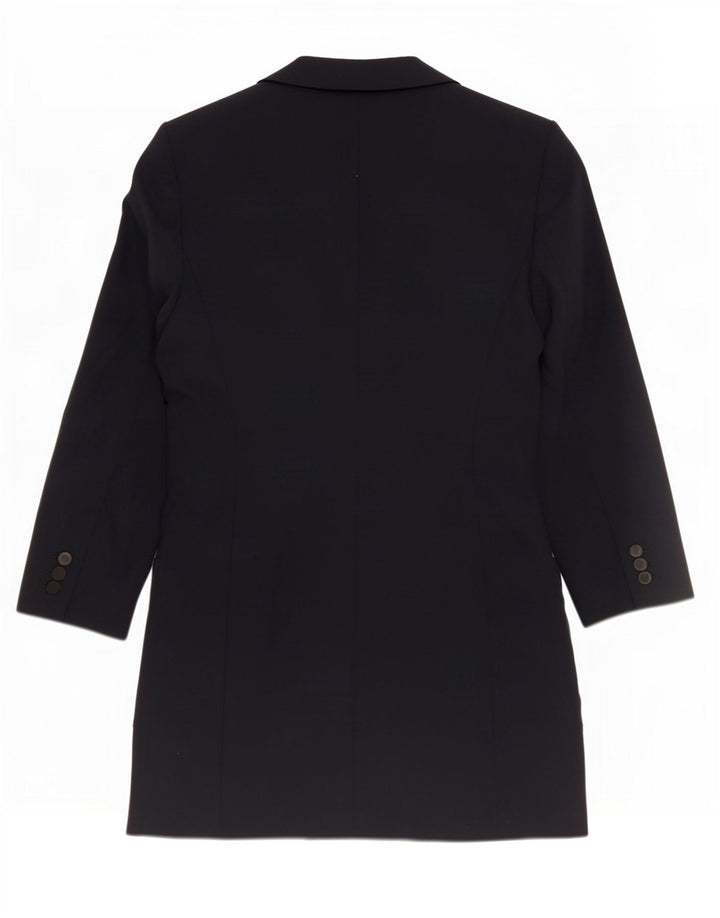 Zara Γυναικείο παλτό με διπλό στήθος UK 12 Medium Navy Blue Polyester