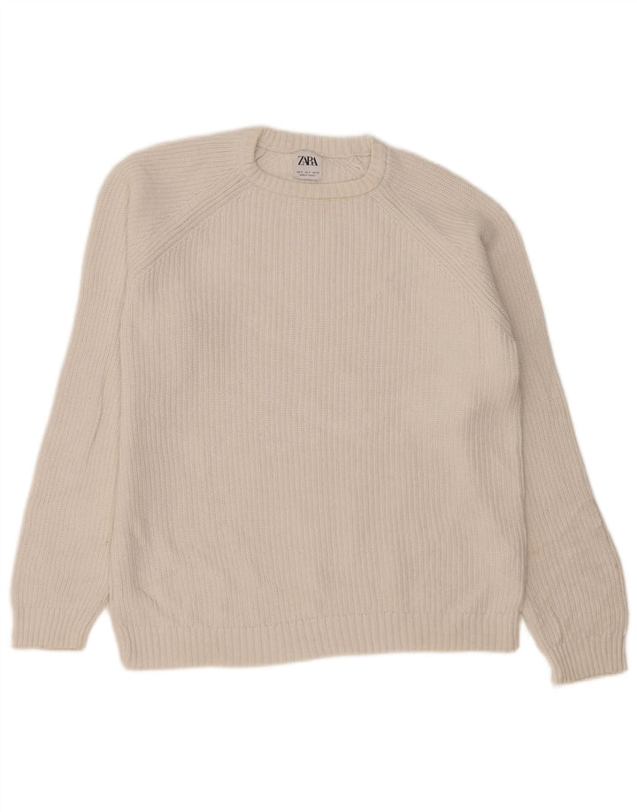 Ανδρικό πουλόβερ Zara Crew Neck Jumper Small White