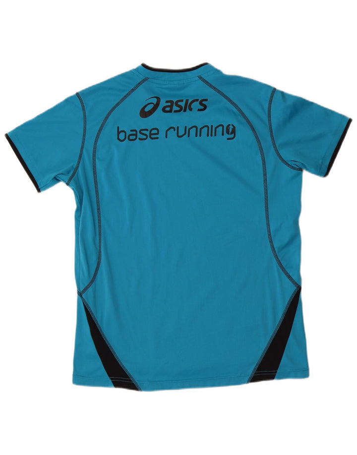 Ανδρικό γραφικό μπλουζάκι Asics Top Medium Blue Colorblock Πολυεστέρας