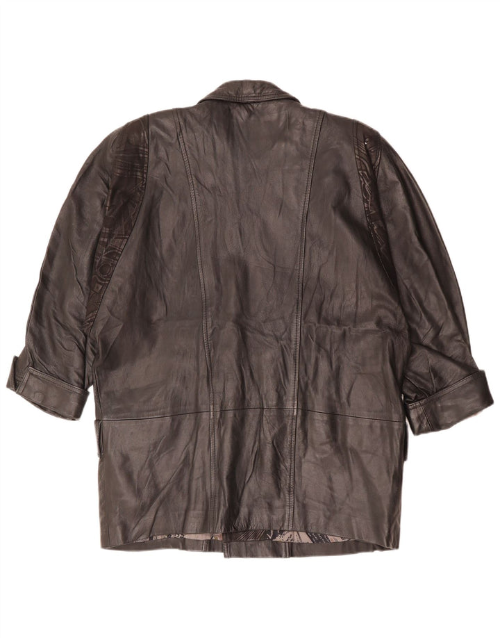 Vintage Γυναικείο Διπλό Δερμάτινο Μπουφάν υπερμεγέθη EU 40 Μεσαίο Μαύρο