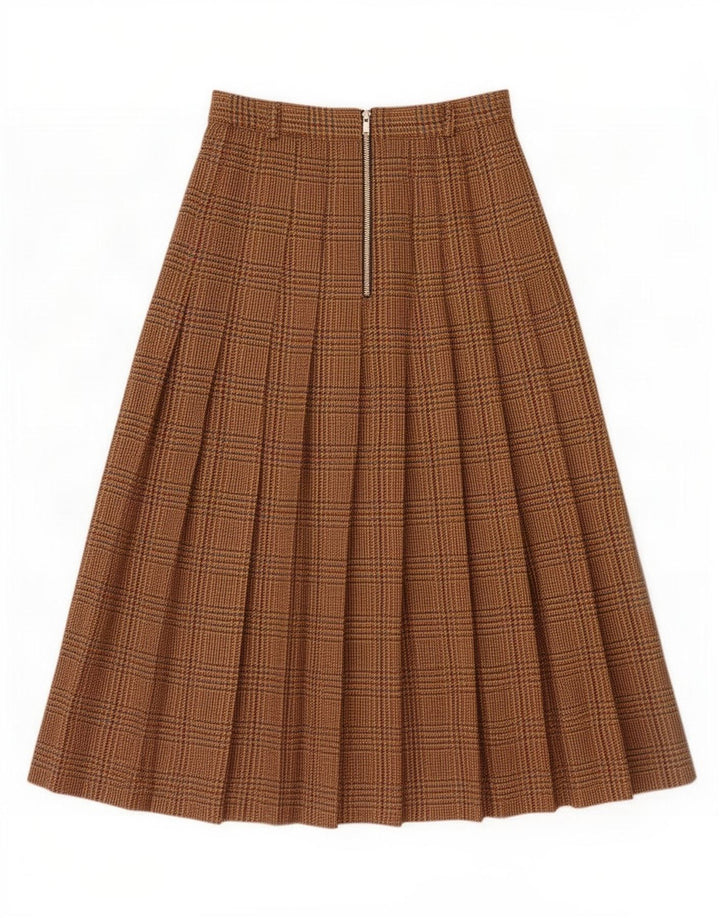 Libra Γυναικεία πλισέ φούστα UK 12 Medium W28 Καφέ μαλλί Houndstooth