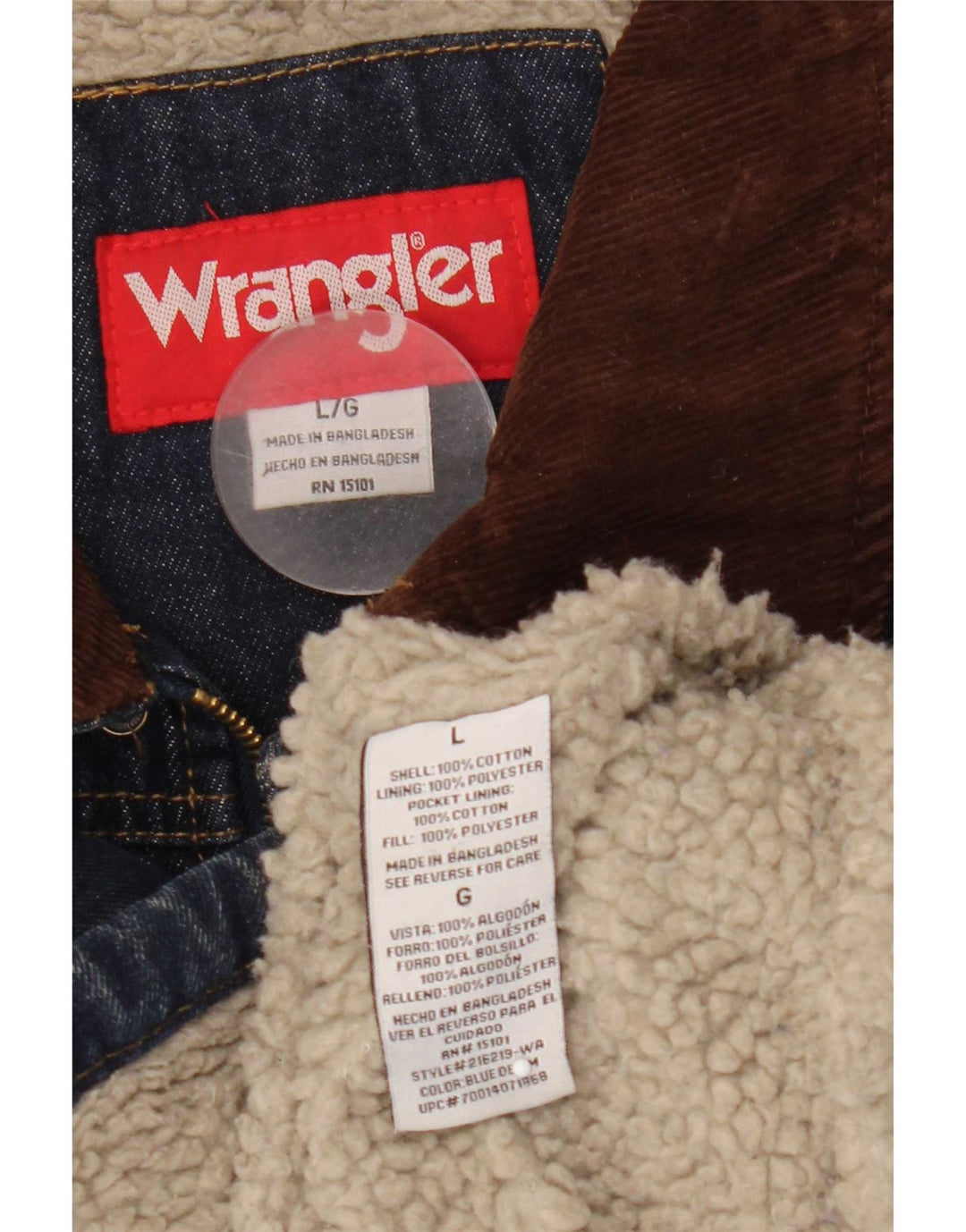 Ανδρικό τζιν μπουφάν Wrangler Sherpa UK 40 μεγάλο μπλε βαμβακερό