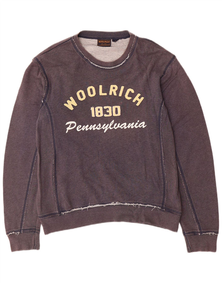 Woolrich Ανδρικό γραφικό φούτερ Jumper Μεγάλο Ναυτικό Βαμβακερό