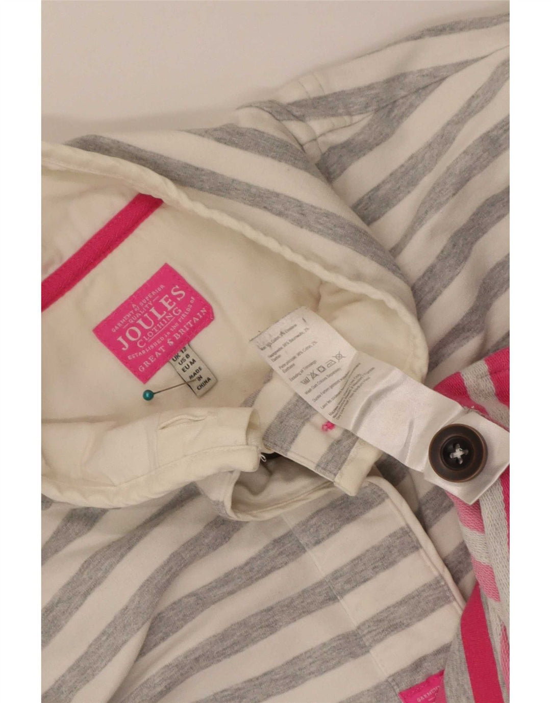 Joules γυναικεία φούτερ με λαιμόκοψη Jumper UK 12 μεσαίου γκρι ριγέ