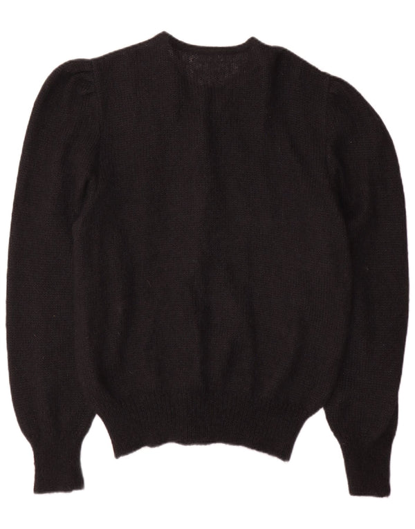 Vintage γυναικεία ζακέτα UK 16 Large Black Floral Mohair