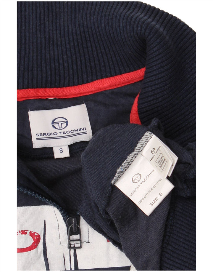 Sergio Tacchini Ανδρικό γραφικό φούτερ με φερμουάρ, Jumper Small Navy Blue