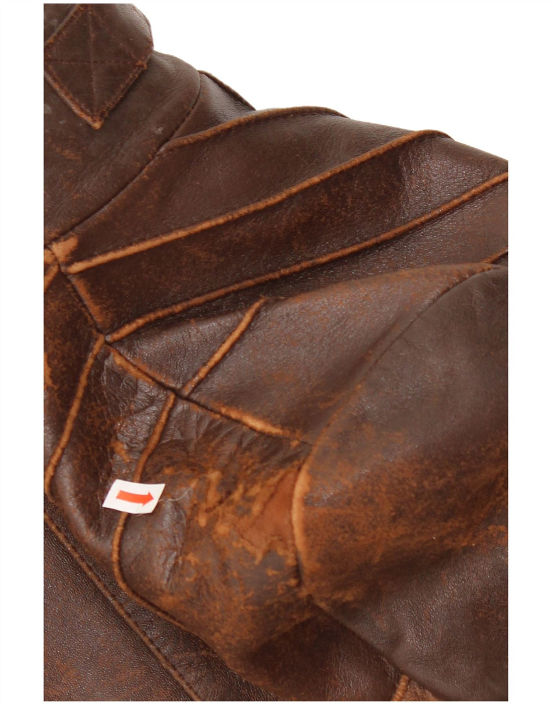 Vintage Γυναικείο Crop Δερμάτινο Μπουφάν UK 10 Small Brown