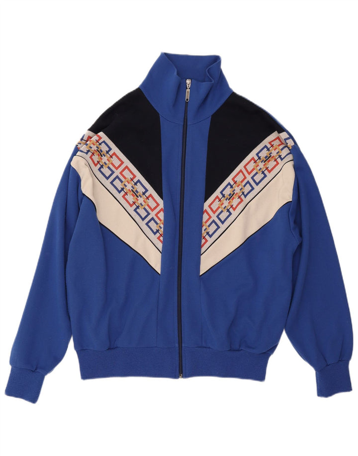 Γυναικεία αθλητική φόρμα VINTAGE Top Jacket UK 18 XL Blue Colourblock Acrylic