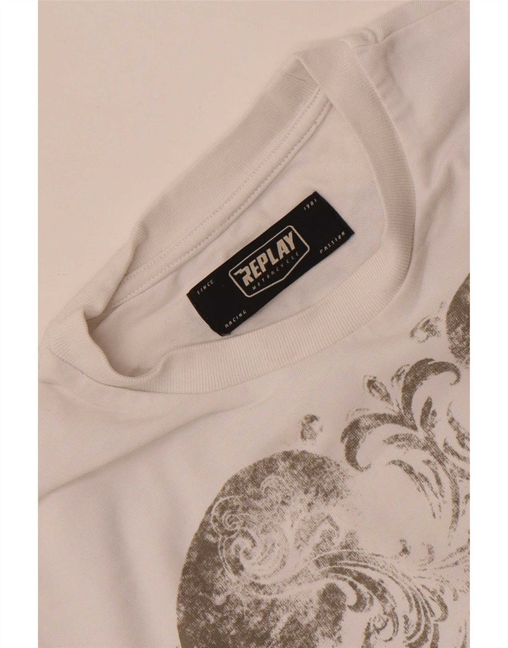 Ανδρικό γραφικό T-Shirt Replay Top Small White