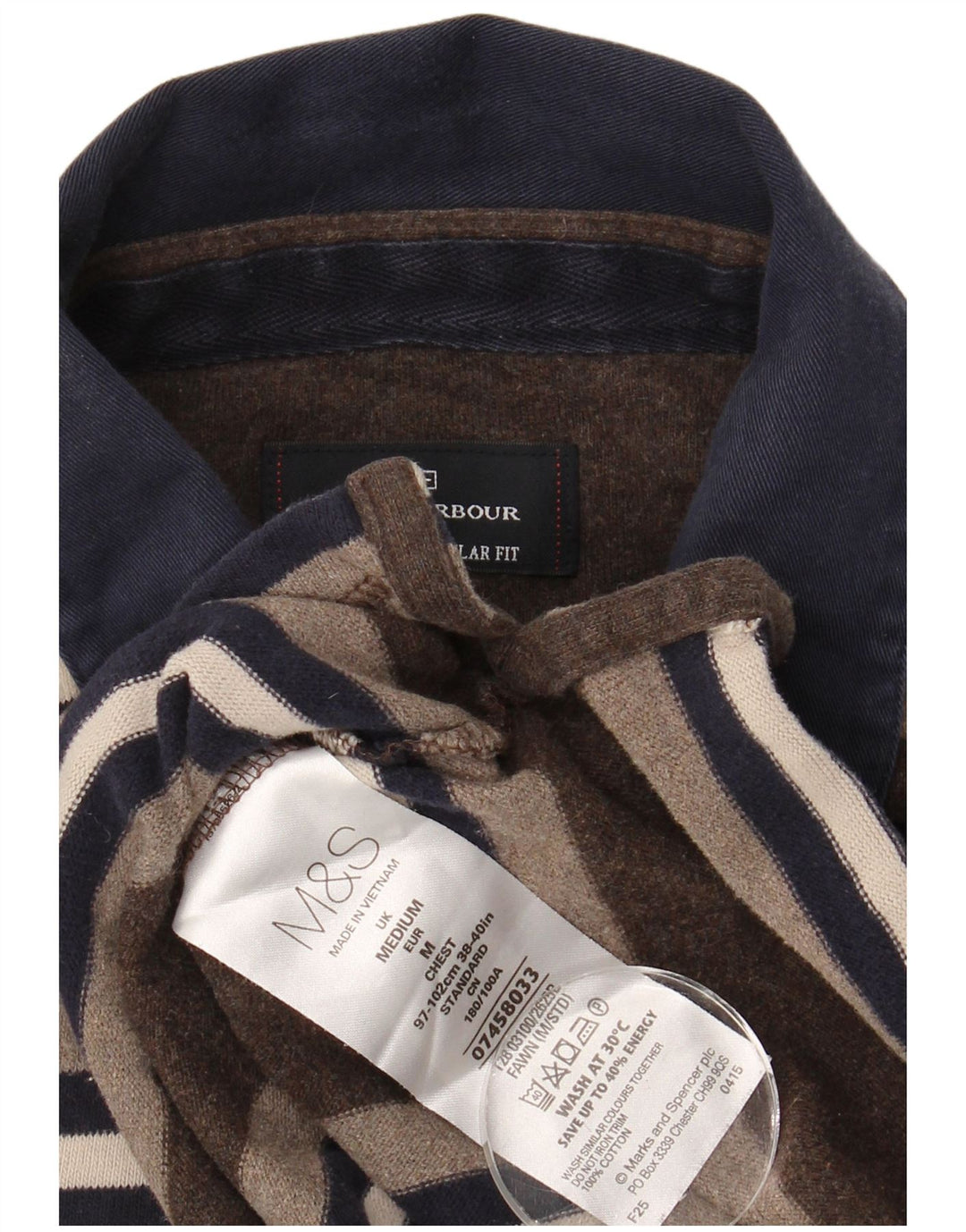 Marks & Spencer Ανδρικό Μπλε Harbour Μακρυμάνικο Ράγκμπι Πόλο Μπλουζάκι Μεσαίο Καφέ
