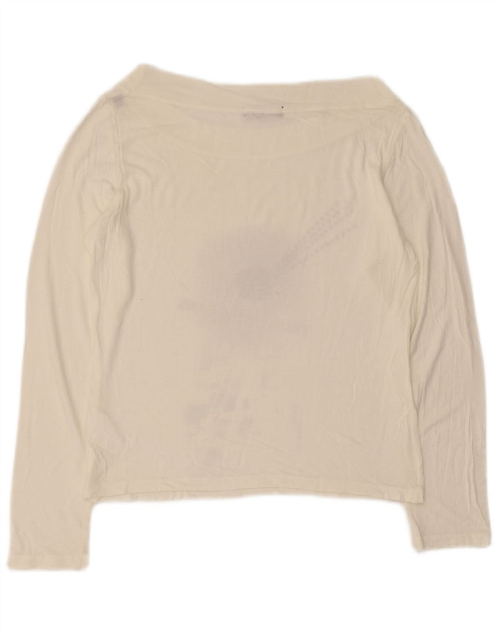 TRUSSARDI JEANS Γυναικείο Crop Graphic Top μακρυμάνικο UK 12 Medium White