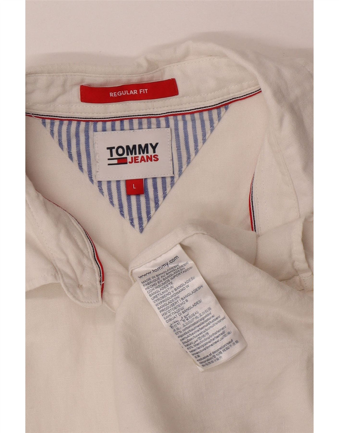 Tommy Hilfiger Ανδρικό πουκάμισο κανονικής εφαρμογής μεγάλο λευκό βαμβακερό