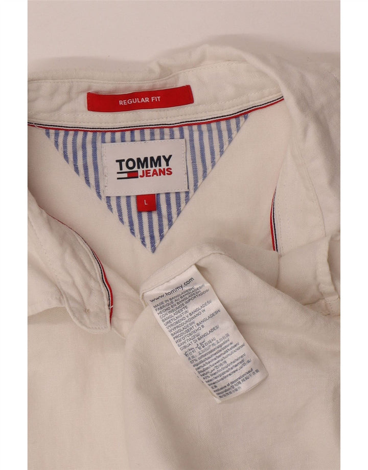 Tommy Hilfiger Ανδρικό πουκάμισο κανονικής εφαρμογής μεγάλο λευκό βαμβακερό