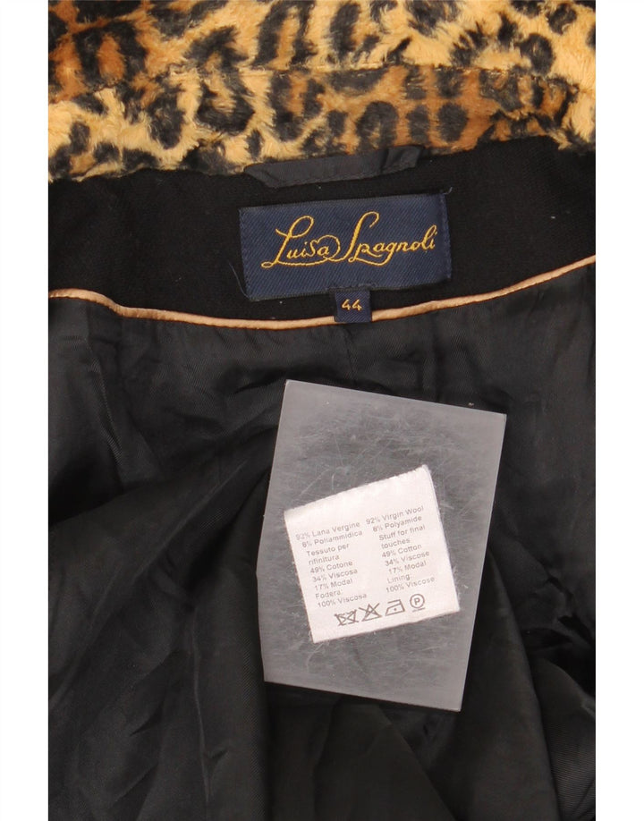 Luisa Spagnoli Γυναικείο Πανωφόρι IT 44 Μεσαίο Μαύρο Animal Print Virgin Wool