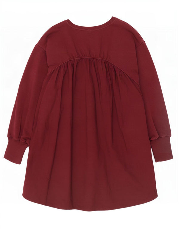 Zara Γυναικεία Φούτερ Jumper Φόρεμα UK 14 Large Βουργουνδί Βαμβακερό