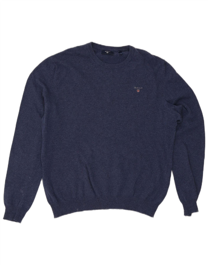 Πουλόβερ Gant Mens Crew Neck Jumper XL Navy Blue Wool