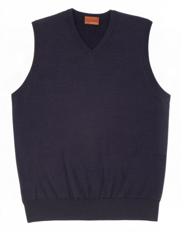 Marks & Spencer Ανδρικό γιλέκο Tank Top Large Navy Blue Μαλλί Merino