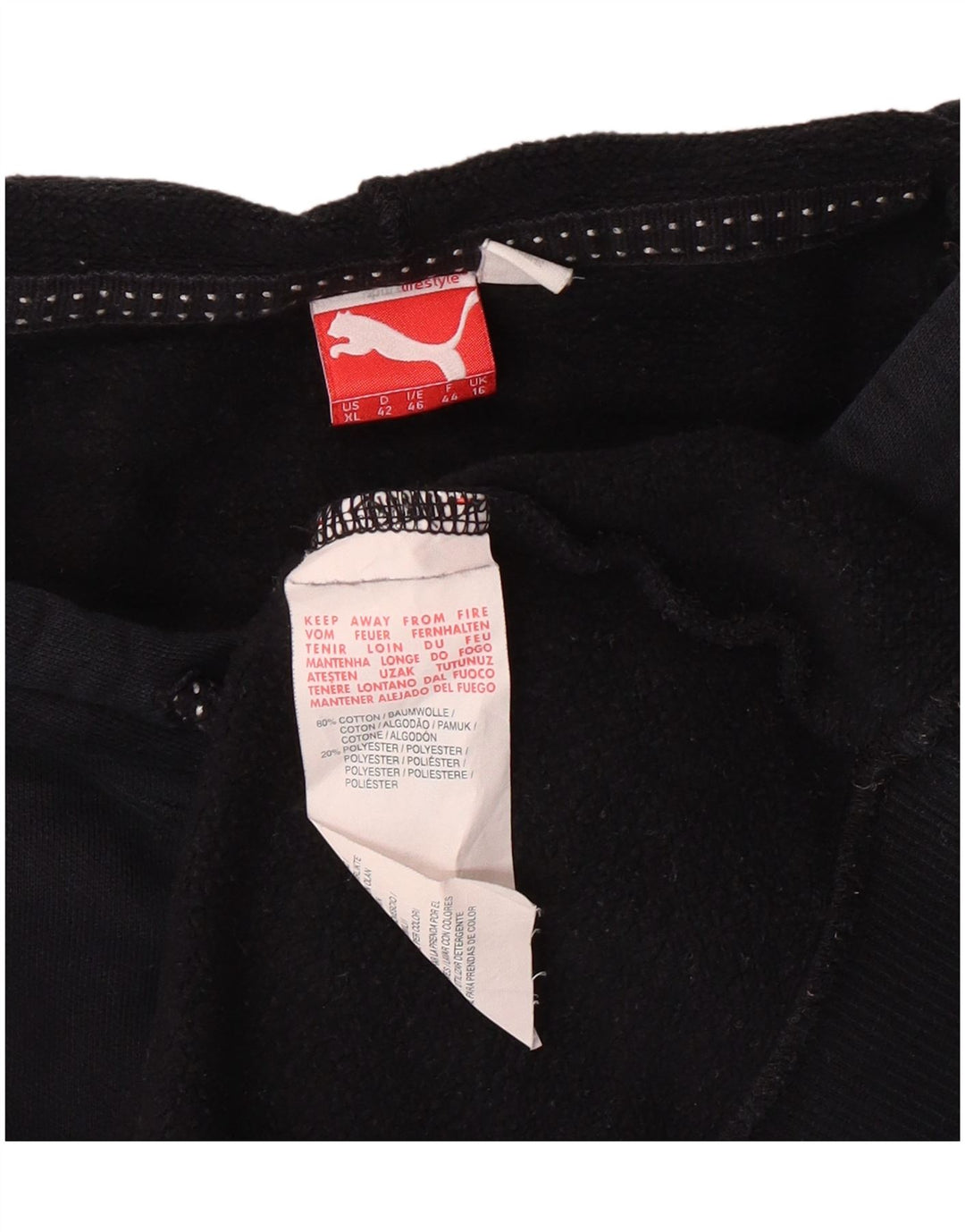 Puma Γυναικείο Γραφικό Hoodie Jumper UK 16 Large μαύρο βαμβακερό