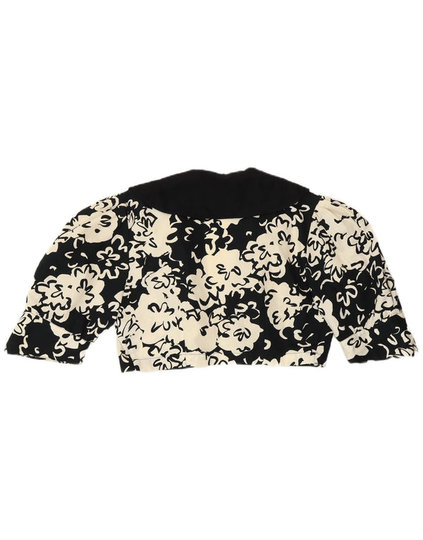 CLIPS Γυναικείο 1/2 μανίκι Bolero Top IT 46 μεγάλο μαύρο φλοράλ βαμβακερό