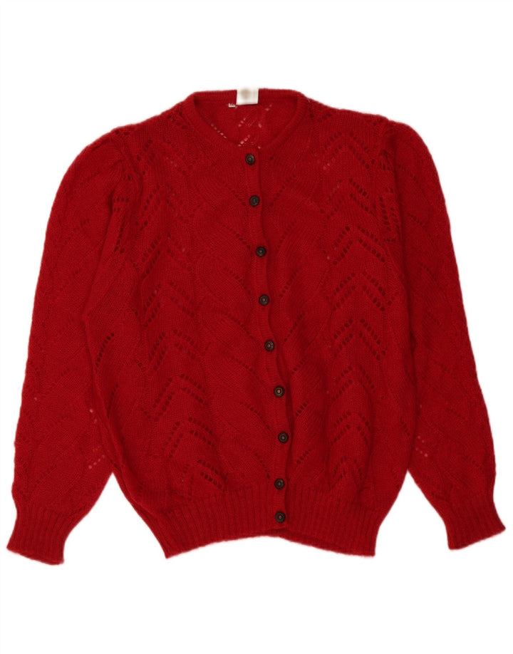 Vintage γυναικείο πουλόβερ See Through Oversized Cardigan UK 14 Medium Red