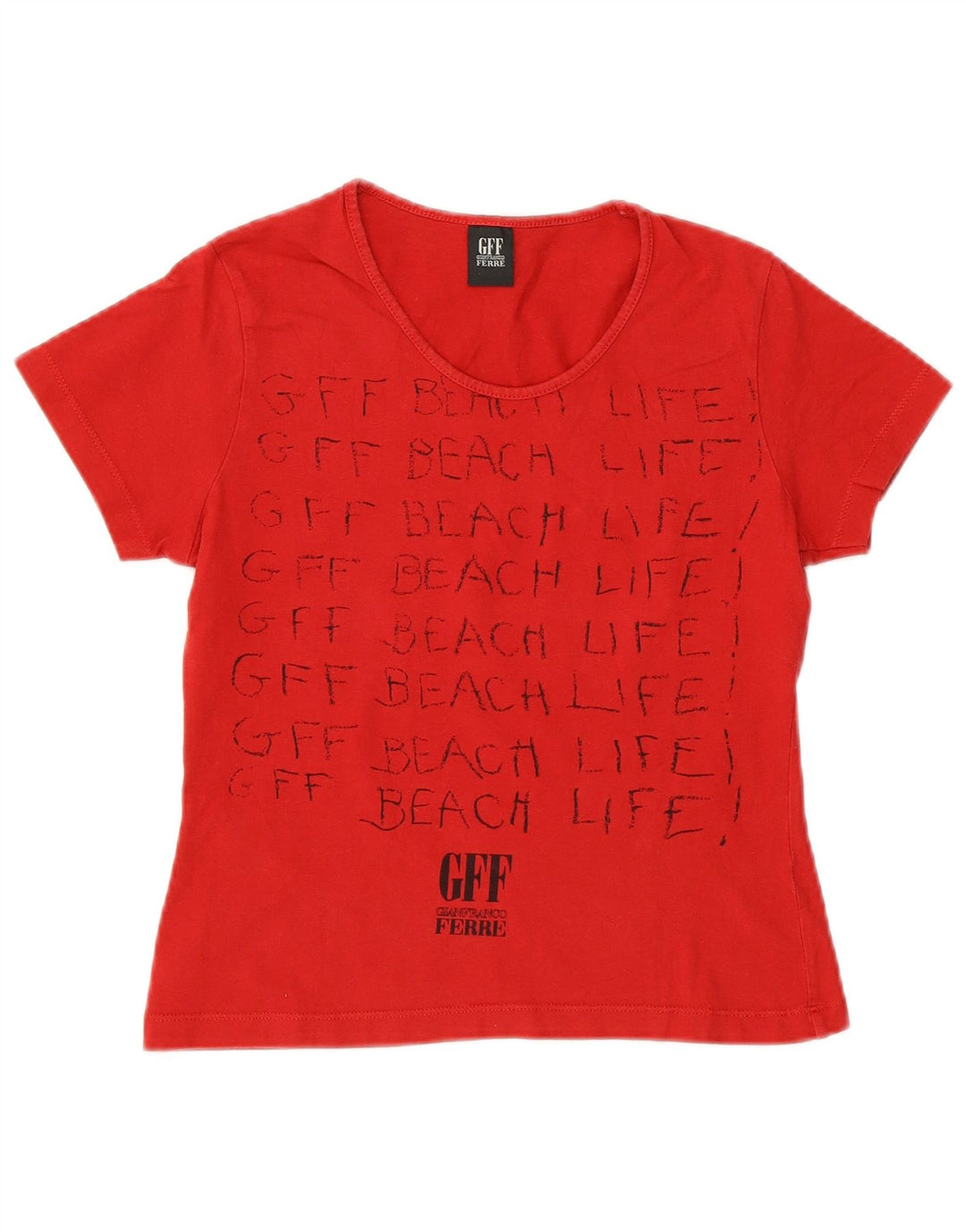 Gianfranco Ferre Γυναικείο T-Shirt Crop Graphic Top IT 42 Medium Red