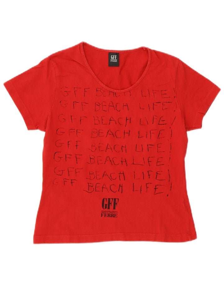 Gianfranco Ferre Γυναικείο T-Shirt Crop Graphic Top IT 42 Medium Red