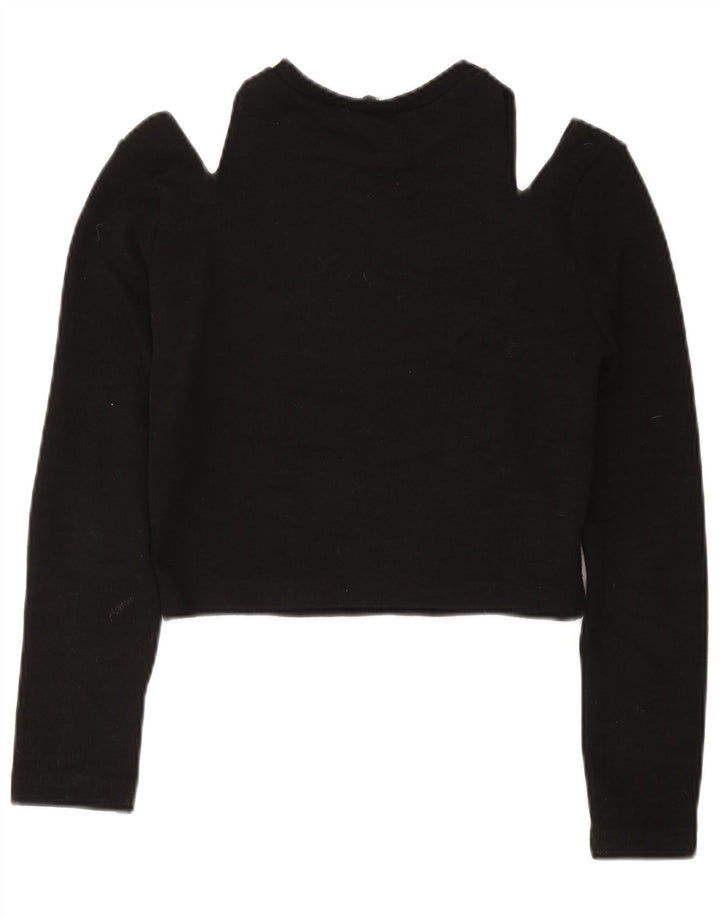 Zara γυναικείο μακρυμάνικο μπλουζάκι ώμου Crop Off UK 12 Μεσαίο μαύρο πολυεστέρα