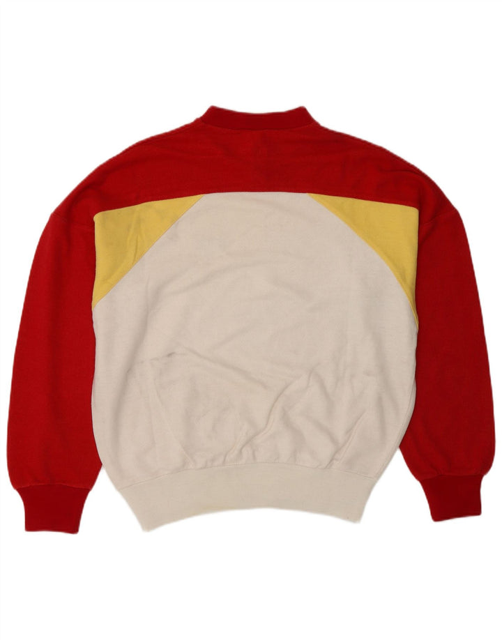 Vintage γυναικείο φούτερ με κουμπιά Jumper IT 44 Medium White Colourblock