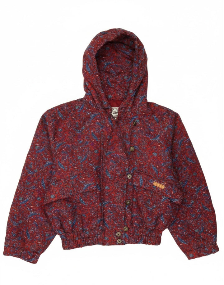 oltre Γυναικείο Hooded Oversized Bomber Jacket UK 10 Small Red Paisley