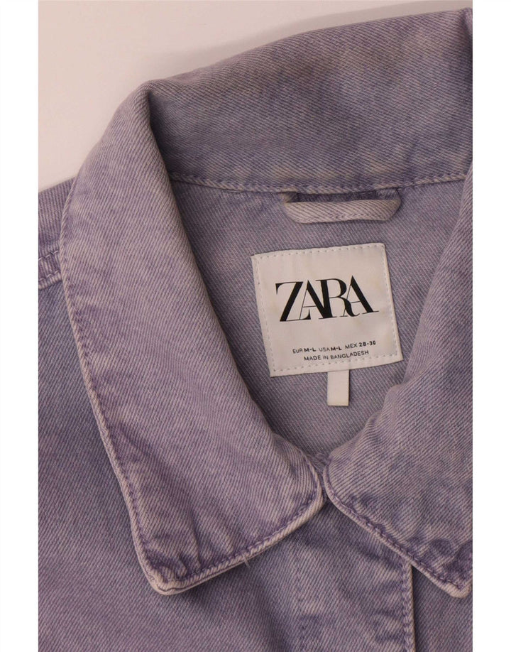 Zara Γυναικείο Τζιν Μπουφάν UK 14 Μεσαίο Μωβ βαμβακερό
