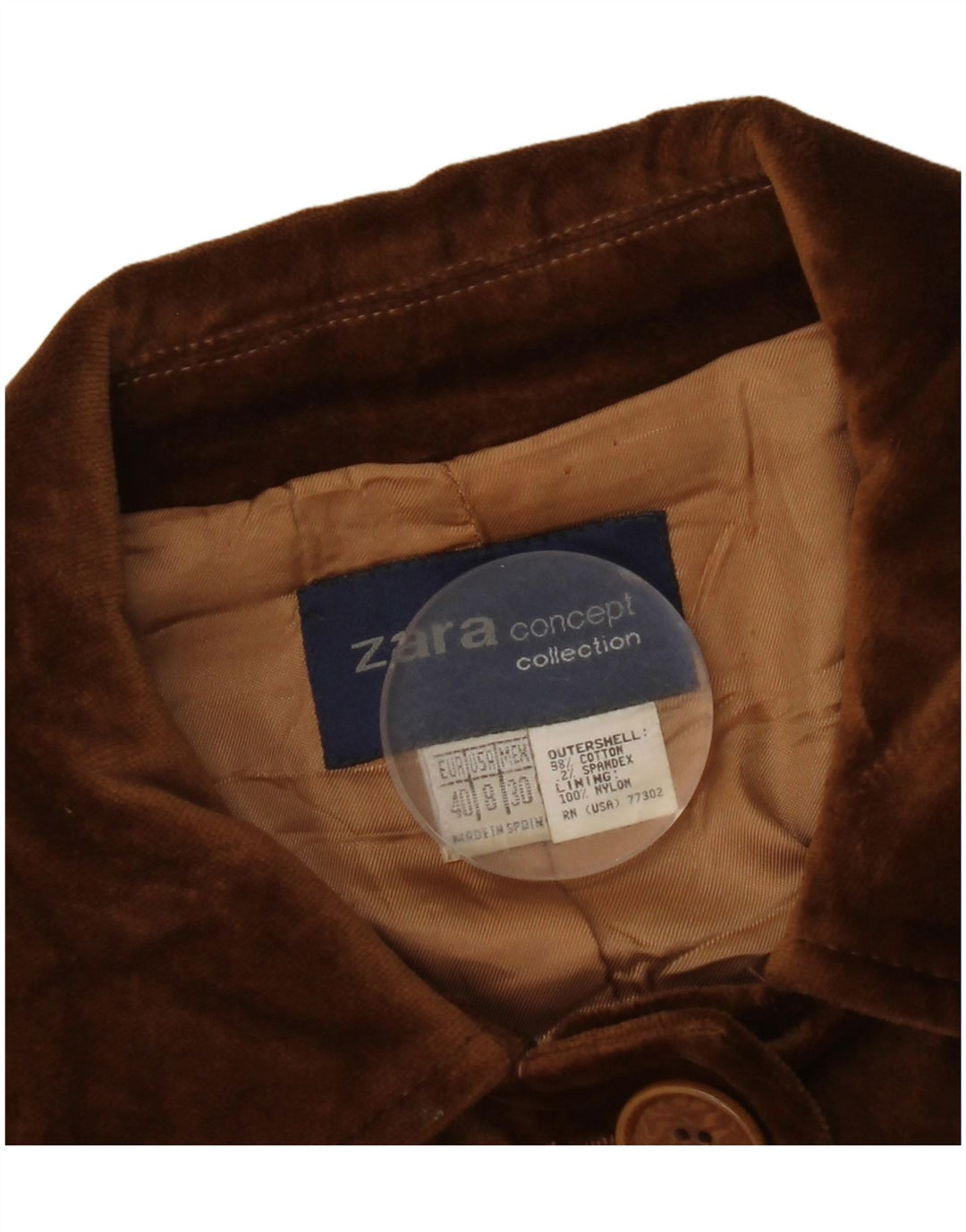 Zara Γυναικείο Βελούδινο Παλτό EU 40 Βαμβακερό μεσαίο καφέ