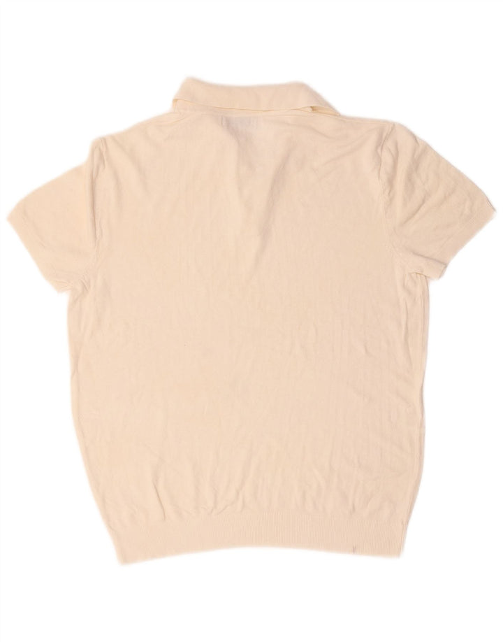 Zara Ανδρικό πουλόβερ με κοντό μανίκι polo λαιμόκοψη, μεσαίο σε λευκό